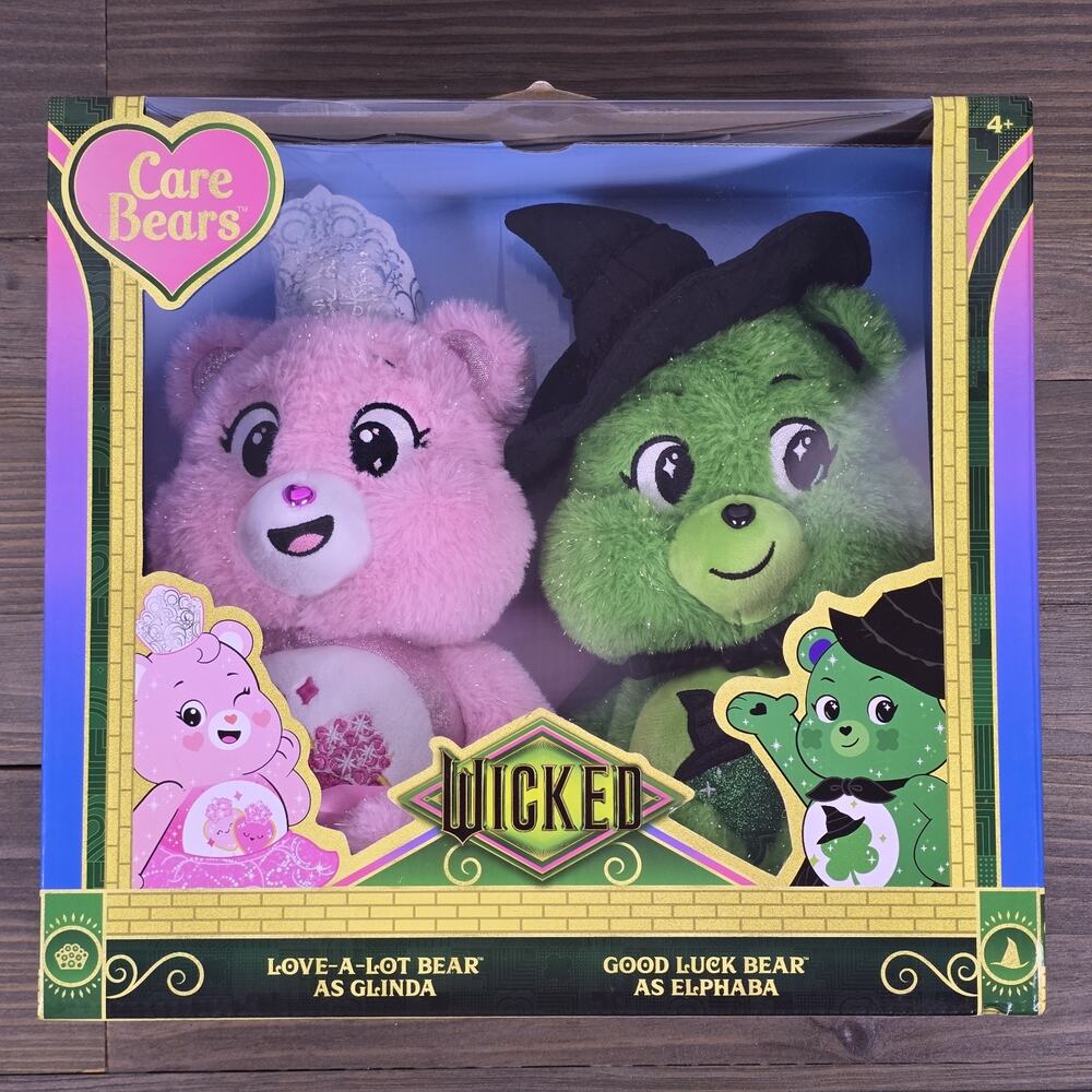 Wicked Care Bears: Love-a-Lot Glinda & Good Luck Elphaba - New In Box